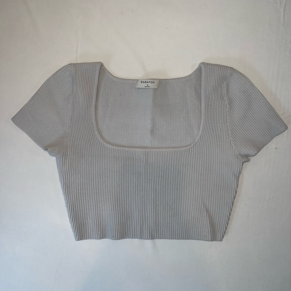 Aritzia - White Sculpt Knit T-Shirt